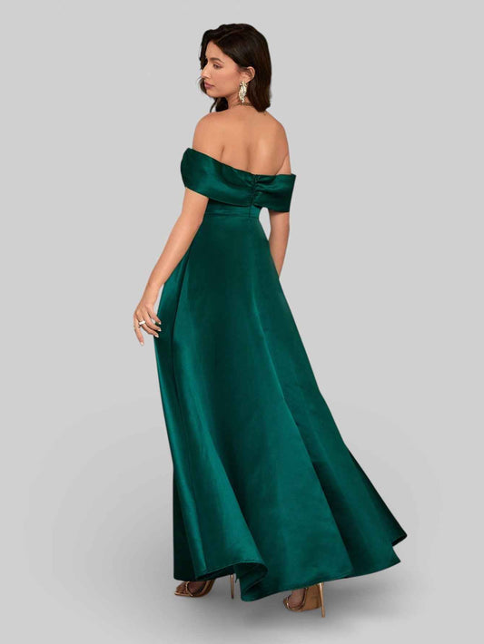 Vestido de Festa Ombro a Ombro com Fenda Vilella