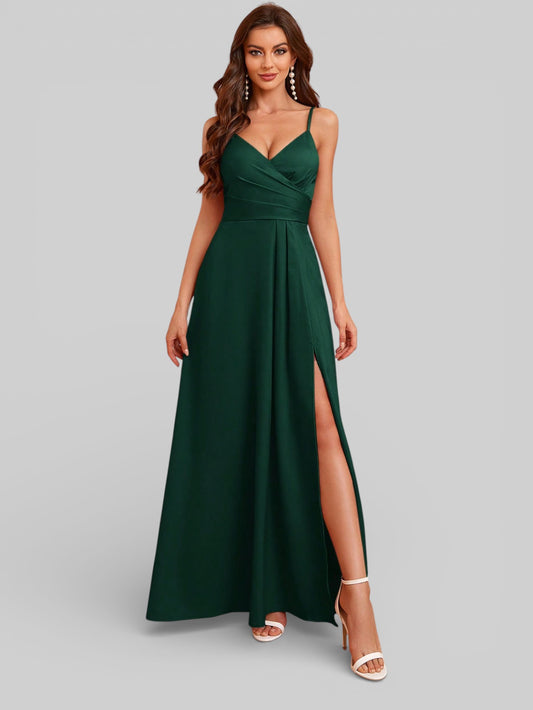 Vestido de Festa Alças Finas com Fenda Monize - Aurea Dress