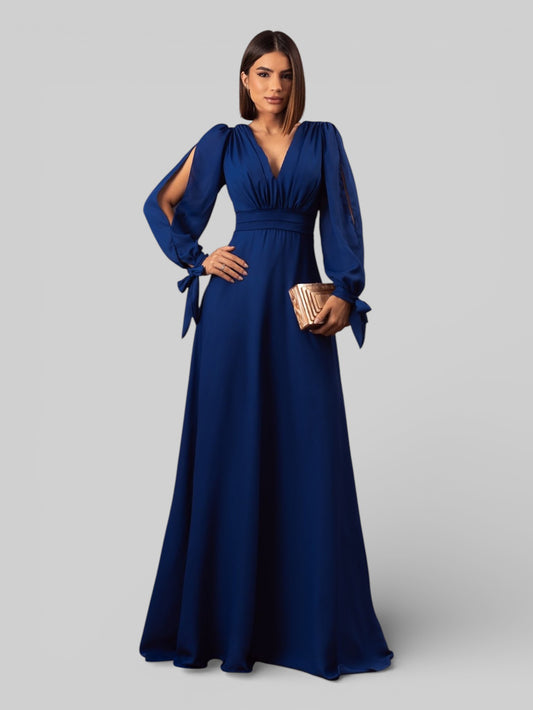 Vestido de Festa Manga Longa Decote Veneza - Aurea Dress