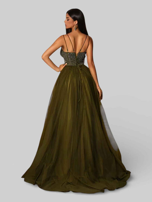 Vestido de Festa Super Luxo com Apliques Dubai New