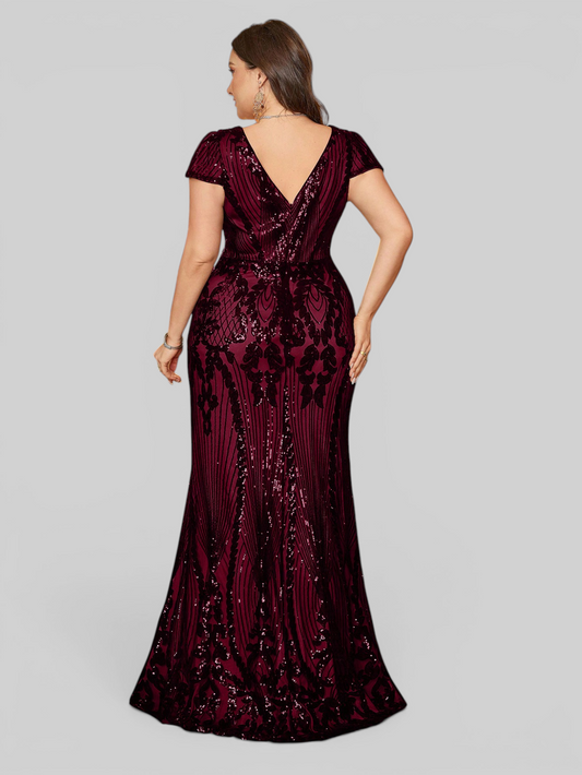Vestido de Festa Sereia Plus Size Super Luxo Paetê Lauriete