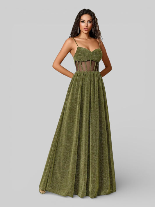 Vestido Longo de Festa com Brilho Corpete - Aurea Dress