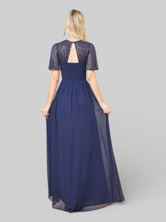 Vestido Longo Lantejoulas Marinho - Aurea Dress