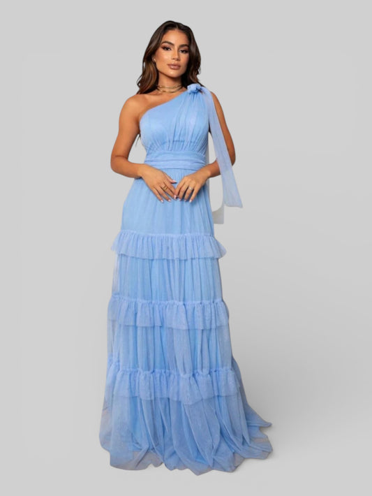 Vestido Longo Alça Única com Brilho Stabille - Aurea Dress