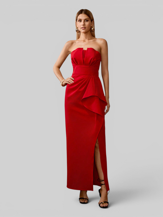 Vestido de Festa Casual com Fenda Clear
