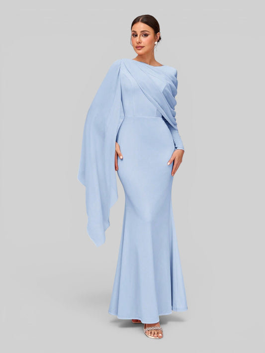 Vestido de Festa Longo Assimétrico com Capa Telma