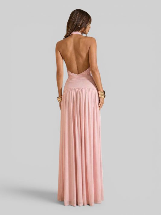 Vestido de Festa Longo Plissado com Fenda Juliette
