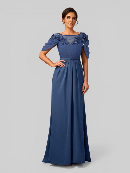 Vestido de Festa Longo com Apliques e Bordado Aurelia