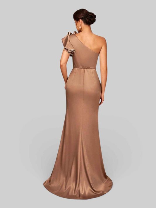 Vestido de Festa Longo de Luxo Nula Manga Strass