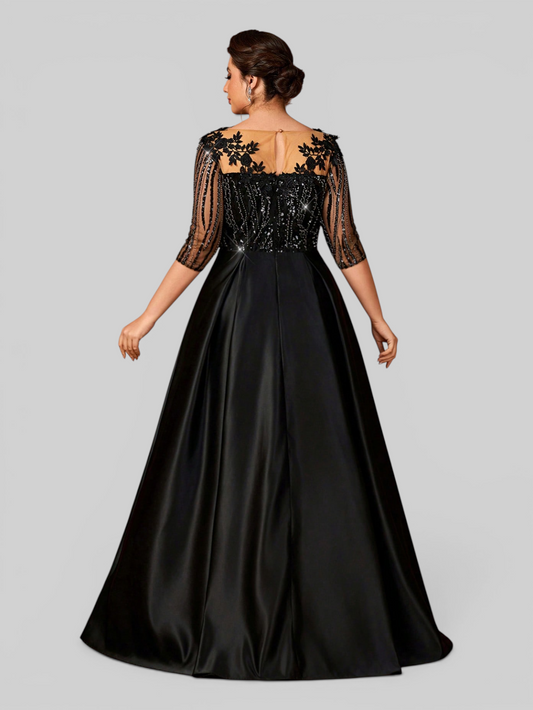 Vestido de Festa Plus Size Super Luxo Bordado Leme