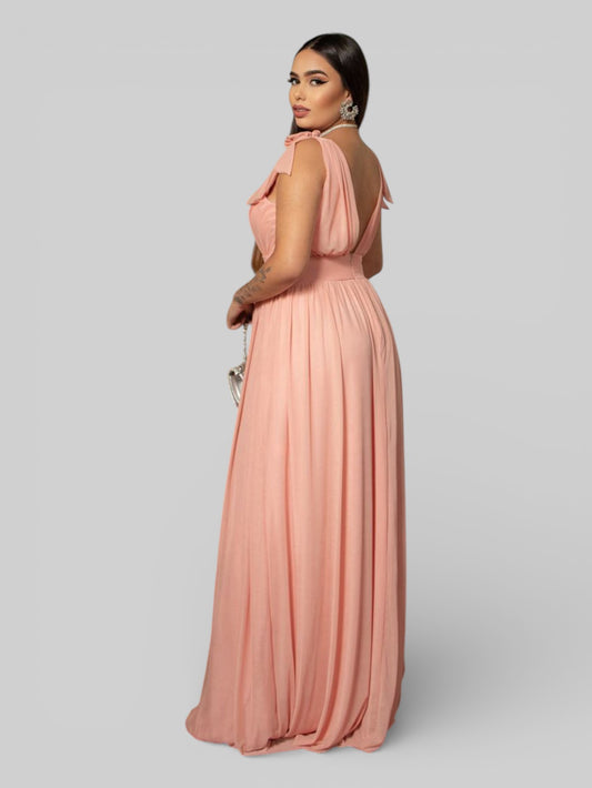 Vestido Longo de Festa Tule Amarração Ravena - Aurea Dress