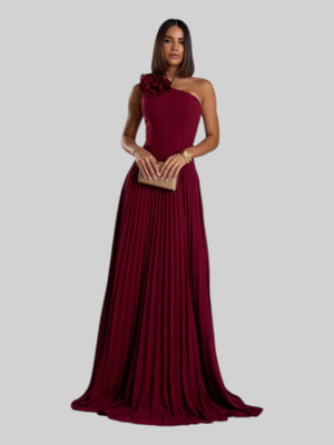 Vestido de Festa Longo Alça Única Plissado Florence