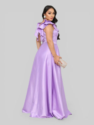 Vestido de Festa Longo com Fenda Camille Babados