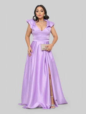 Vestido de Festa Longo com Fenda Camille Babados
