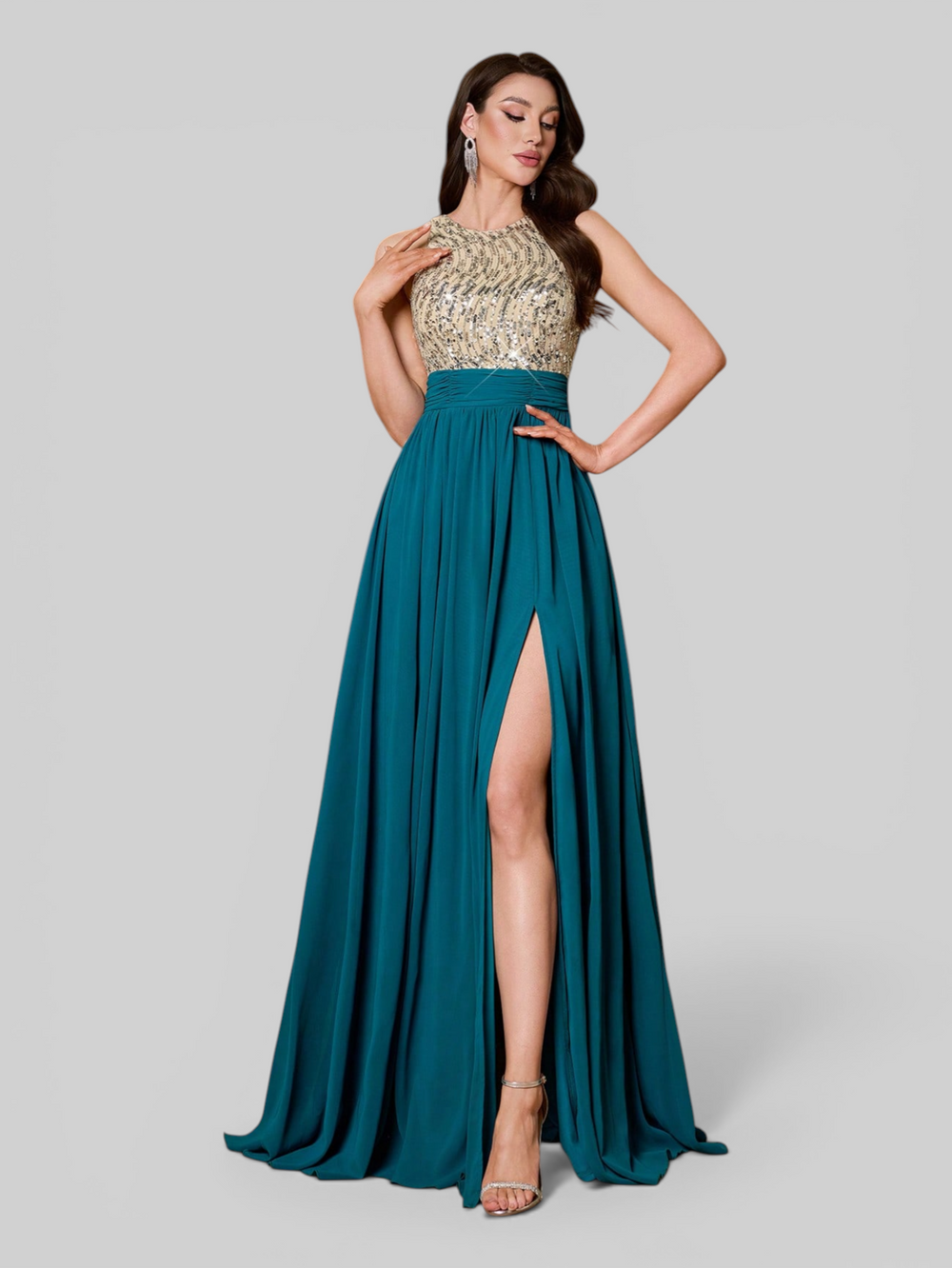 Vestido de Festa Longo Paetê Portella