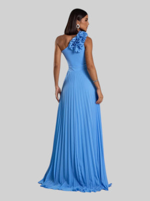 Vestido de Festa Longo Alça Única Plissado Florence