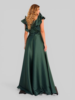 Vestido de Festa Longo com Fenda Camille Babados