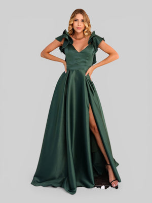 Vestido de Festa Longo com Fenda Camille Babados
