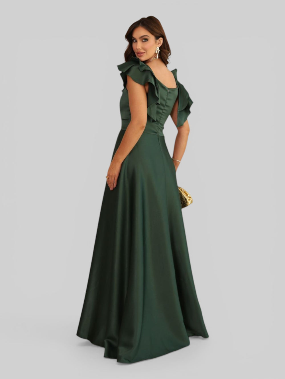 Vestido de Festa Longo com Fenda Camille Babados