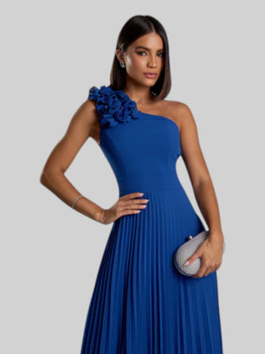 Vestido de Festa Longo Alça Única Plissado Florence