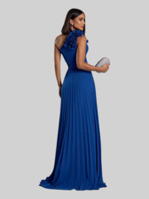 Vestido de Festa Longo Alça Única Plissado Florence