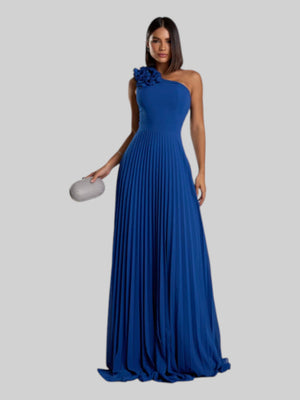 Vestido de Festa Longo Alça Única Plissado Florence