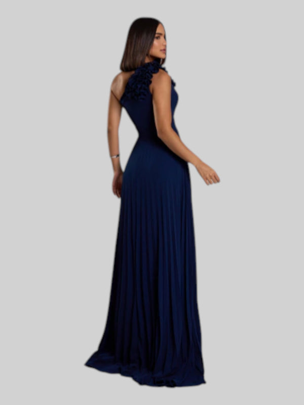 Vestido de Festa Longo Alça Única Plissado Florence