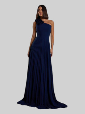 Vestido de Festa Longo Alça Única Plissado Florence