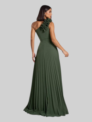 Vestido de Festa Longo Alça Única Plissado Florence