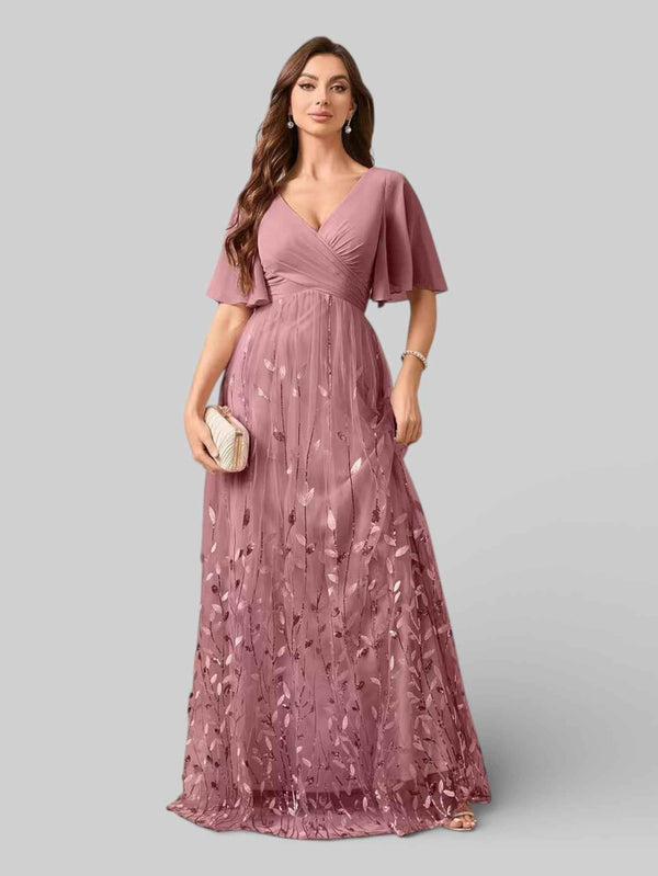Vestido Longo de Festa com Apliques Alícia