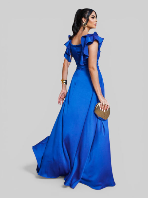 Vestido de Festa Longo com Fenda Camille Babados