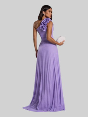Vestido de Festa Longo Alça Única Plissado Florence