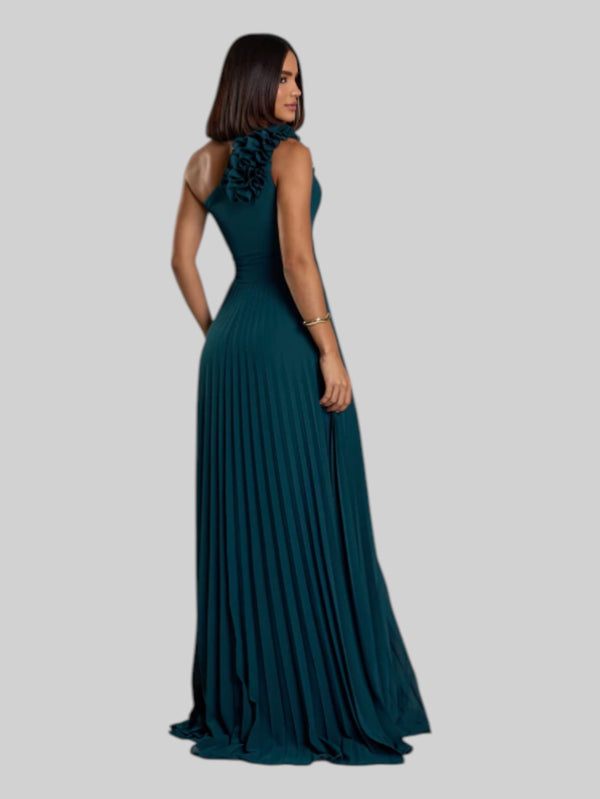 Vestido de Festa Longo Alça Única Plissado Florence