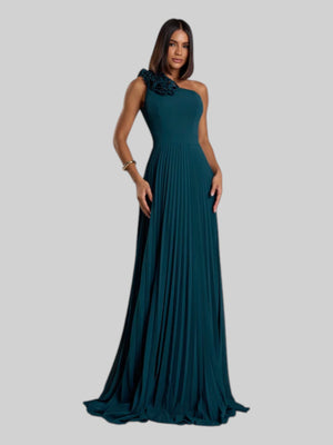 Vestido de Festa Longo Alça Única Plissado Florence