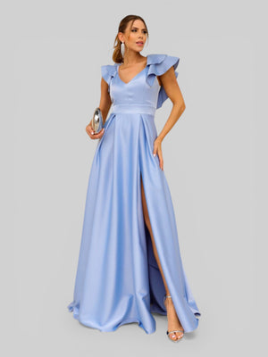 Vestido de Festa Longo com Fenda Camille Babados