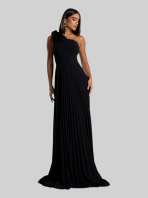 Vestido de Festa Longo Alça Única Plissado Florence