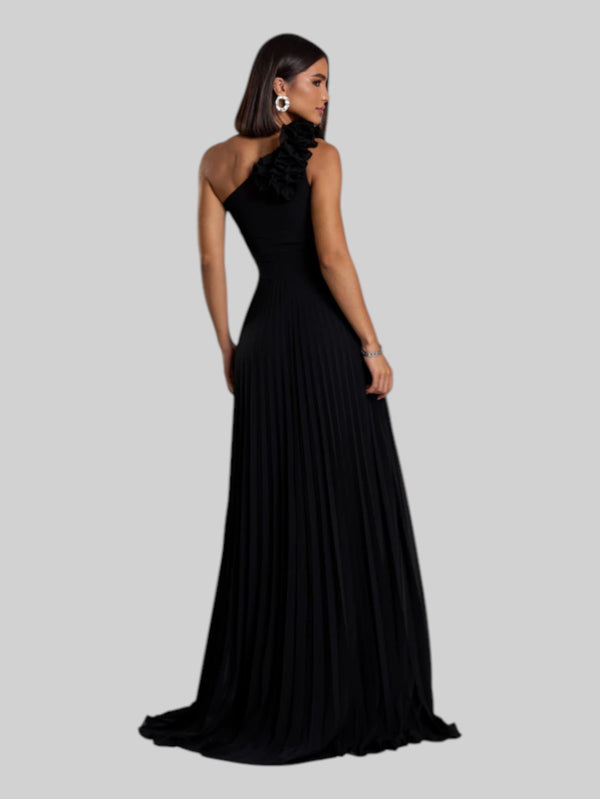 Vestido de Festa Longo Alça Única Plissado Florence