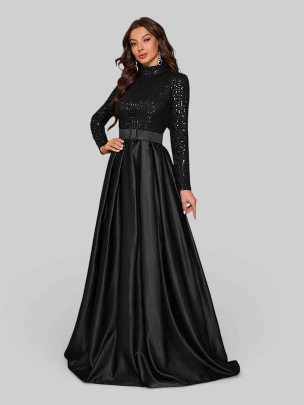 Vestido de Festa Manga Longa Paetê Aurea Dress