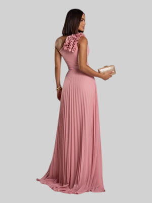 Vestido de Festa Longo Alça Única Plissado Florence