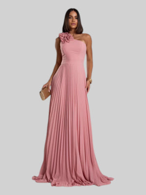 Vestido de Festa Longo Alça Única Plissado Florence