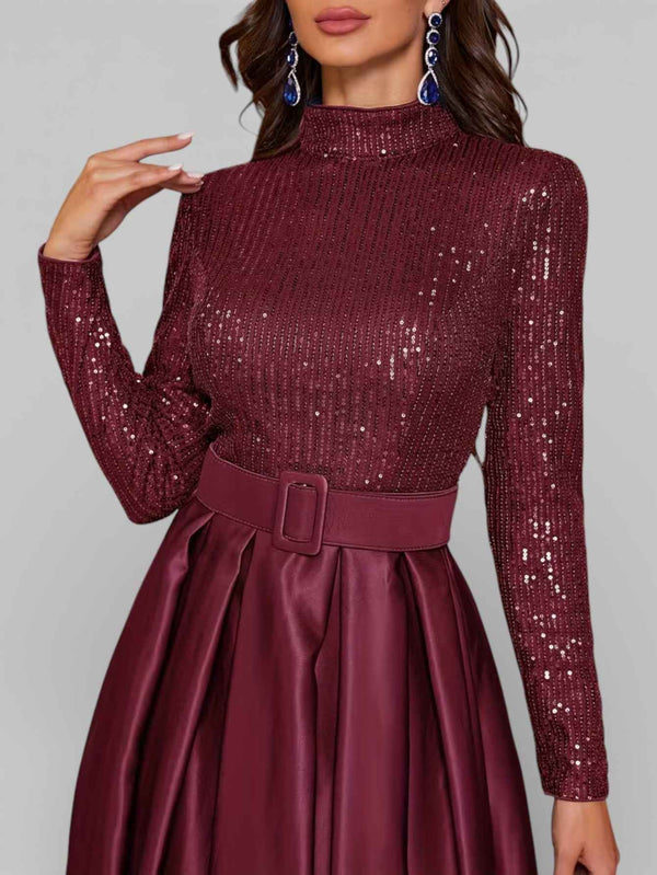 Vestido de Festa Manga Longa Paetê Aurea Dress