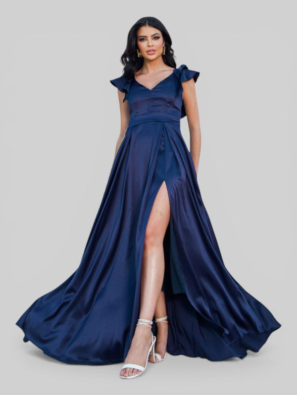 Vestido de Festa Longo com Fenda Camille Babados