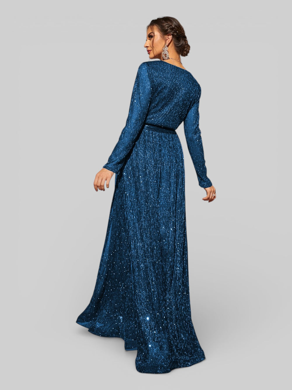 Vestido de Festa Manga Longa com Cinto Laurize