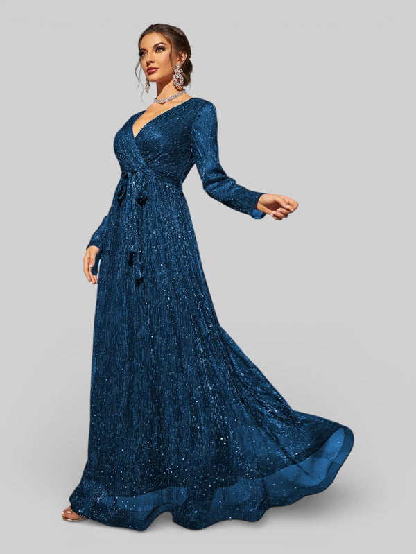 Vestido de Festa Manga Longa com Cinto Laurize - Aurea Dress