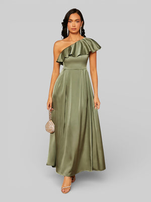 Vestido de Festa Assimétrico com Babados no Busto - Aurea Dress