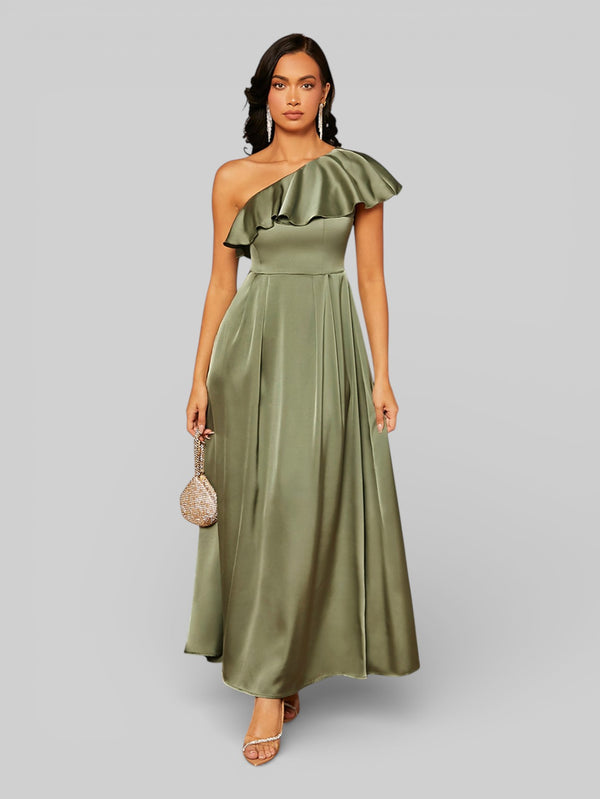 Vestido de Festa Assimétrico com Babados no Busto - Aurea Dress