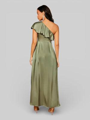 Vestido de Festa Assimétrico com Babados no Busto - Aurea Dress