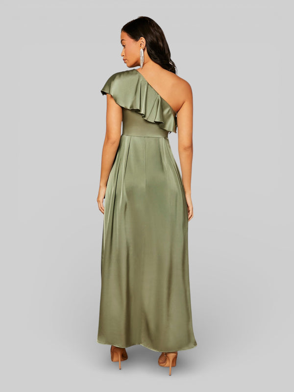 Vestido de Festa Assimétrico com Babados no Busto - Aurea Dress