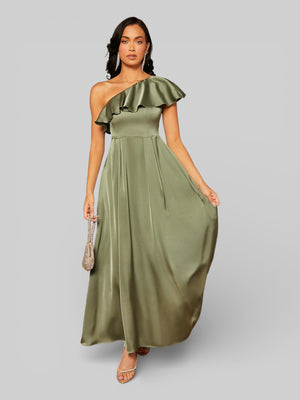 Vestido de Festa Assimétrico com Babados no Busto - Aurea Dress
