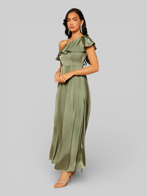Vestido de Festa Assimétrico com Babados no Busto - Aurea Dress